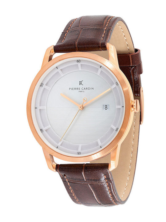 Pierre Cardin Ceas Barbatesc 43mm cu Baterie cu Curea din Piele Maro