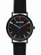 Paul Lorens Women's Watch with Black Leather Strap