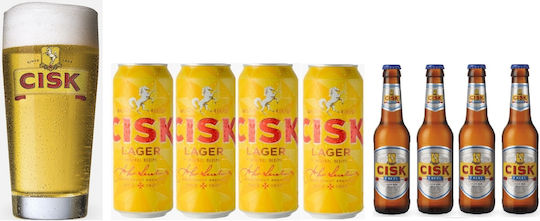 Чаша За Бира Cisk 400ml Пакет 4xcisk 500ml 4.2% Cisk Excel 330ml 4.2%