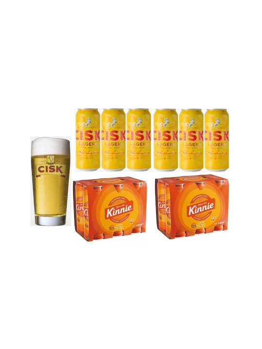 Beer Glass Cisk 400ml Pack 6x Cisk 500ml 4.2% 12x Kinnie 330 Ml