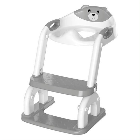 Little Mom Kleinkinder-Toilettensitz BH-1009 Mit Stufe & Griffen Grau