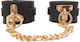 Smd Unter Kontrolle Premium Leather Chain Handcuffs BDSM Leather Handcuffs Chain Black And Gold