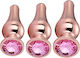 Smd Analyzer Triple Deeper Edition Rocket Butt Plug Set Πρωκτική Σφήνα Σετ 3 S M L Rose Gold Pink Diamond