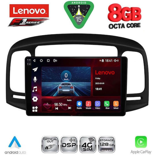 Lenovo Car Audio System for Hyundai Accent 2005-2012 (Bluetooth/USB/WiFi/GPS/Apple-Carplay/Android-Auto) with Touch Screen 9"