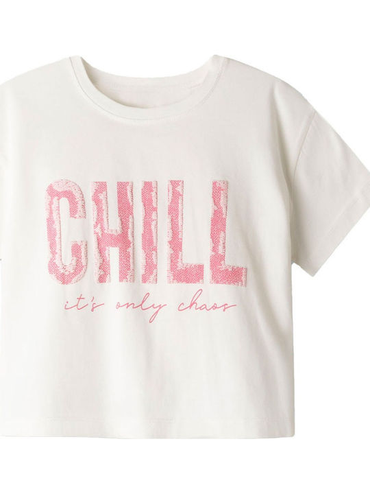 Evita Kinder-Crop-Top Langarm Weiß