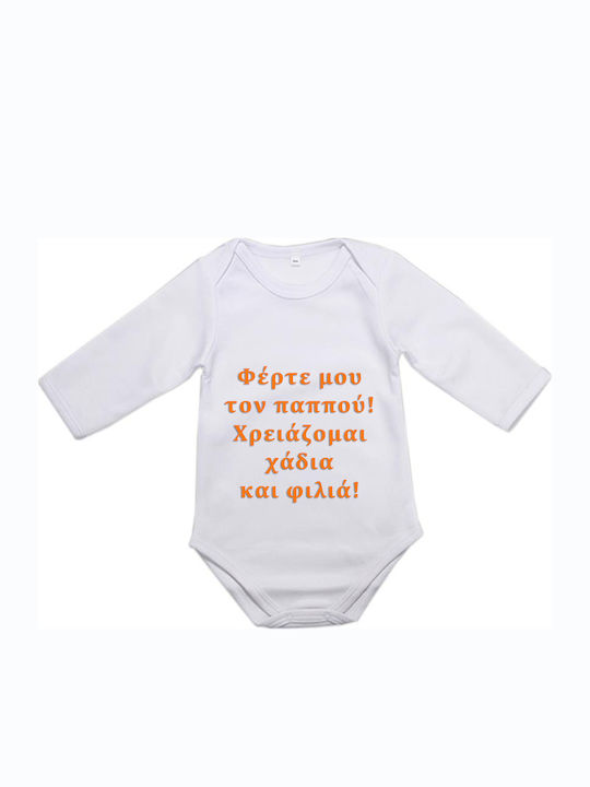 Body Pentru Bebeluşi Cu Mâneci Lung Alb