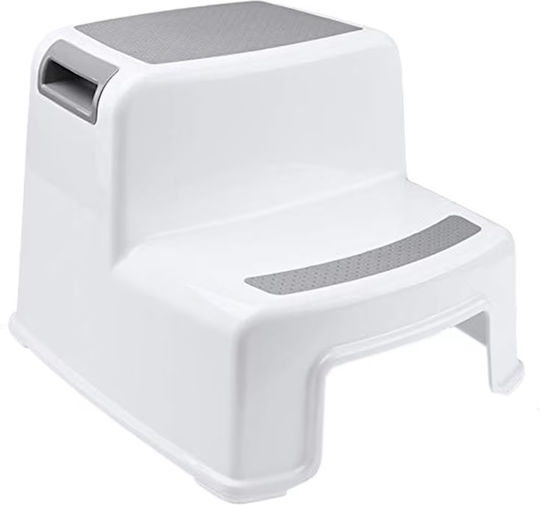 Scăunel Două Trepte Wc Booster Little Mom Gri Multifuncțional Toaletă Baie Bucătărie Scăunel Treaptă Suport Ergonomic Mânere Stabil Bază Antiderapantă Dimensiune 36 X 30.5 X 26.5 Cm
