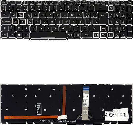 Spanish Laptop Keyboard For Acer Nitro An515-46 An515-58 An517-42 An517-55 An515-58-77yc N22c1 N20c1 An515-57 An515-45 Nk.i1513.1sn Nk.i1517.0qh 6b.qfmn2.001 Es No Frame RGB Backlight Black Code 40968esbl