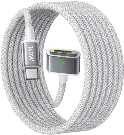 Lisen Magnetic Braided USB 2.0 Cable USB-C Male - Magsafe 3 140W PD Gray 2m 903008