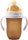 Kidnort Lern-Trinkflasche Silikon mit Griffen Rosa für 6m+m+ 250ml