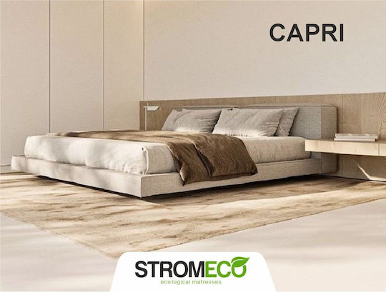 Capri Pat Semi Dublu Tapițat Cu Material Bej Pentru Saltea 130x190cm
