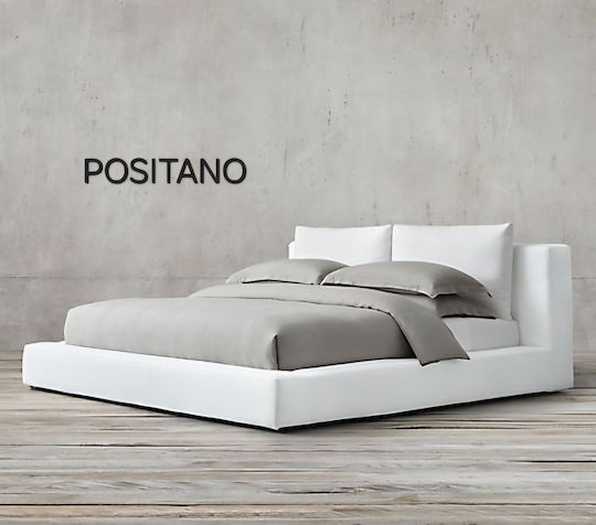 Positano Bett Übergröße Bezogen mit Stoff Weiß für Matratze 170x200cm