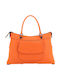 Leather Women's Shopper Shoulder Bag Orange