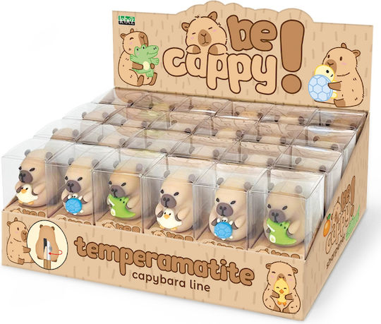 Becappy Capibara Pencil Sharpener One Hole – Made Soft Plastic 3 Assorted Designs 24 Pcs Display
