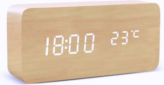 Uncle George Wooden Digital LED Table Clock with Alarm Beige 01.06.04-0004-MPEZ (Various Colors)