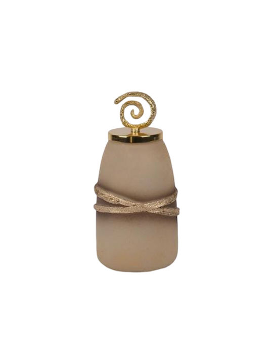 Handgefertigtes Murano-Glas-Box Mit Geschmiedetem Metalldeckel Goldbeige-Gold 13x13x28cm