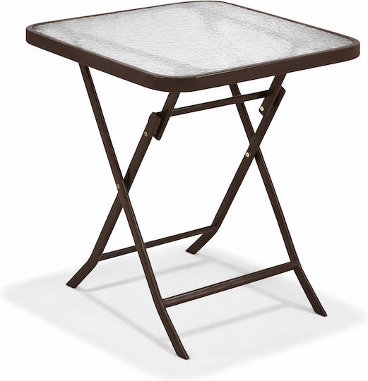 Sitting Room Outdoor Foldable Metal Table Brown 50x50x70cm