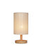 Wood Table Lamp for Socket E14 with Beige Shade and Brown Base