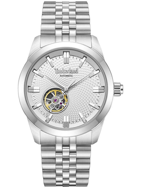 Timberland Ανδρικό Ρολόι 41mm Αυτόματο με Ασημί Μεταλλικό Μπρασελέ