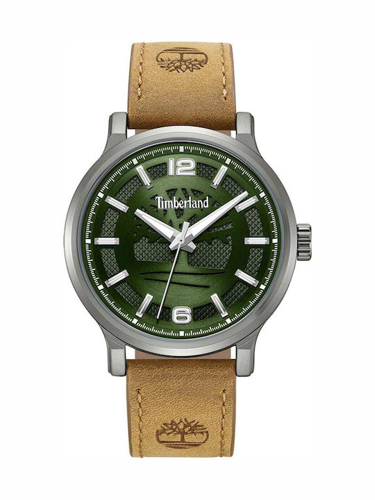 Timberland Ανδρικό Ρολόι 43mm Μπαταρίας με Καφέ Δερμάτινο Λουράκι