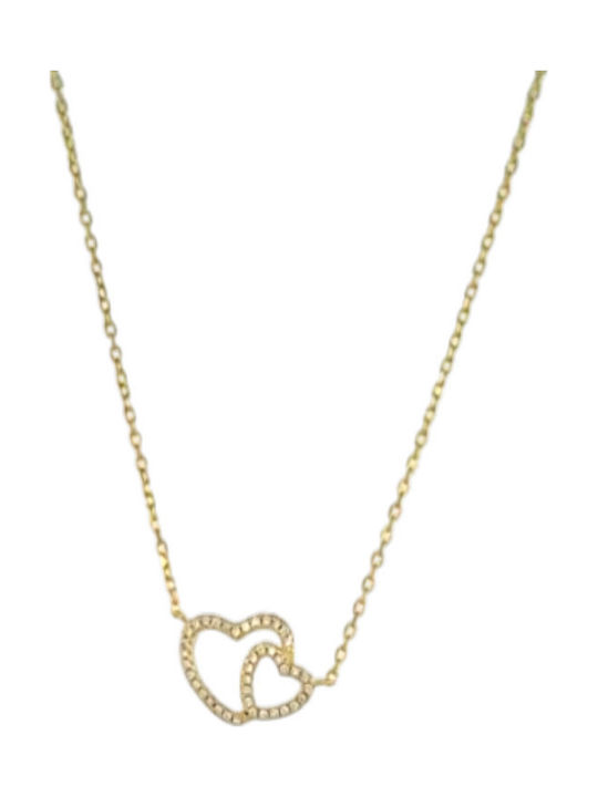 Jools Necklace with design Heart from Gold Plated Silver with Zircon