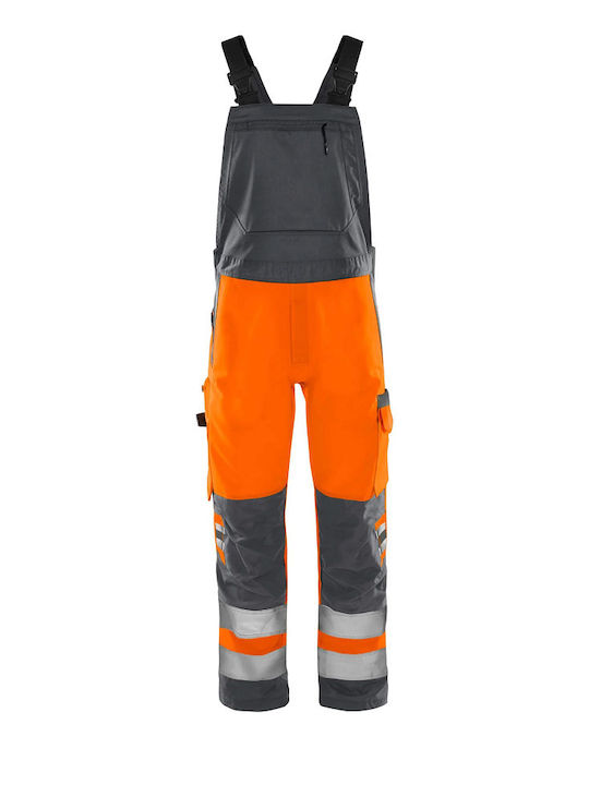 Fristads Work Coveralls Dungarees with Reflective Tapes Grey Orange