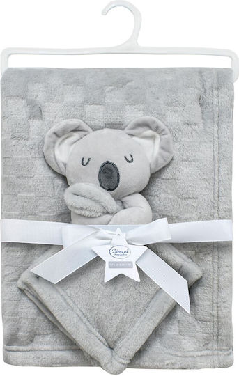 Dimcol Blanket Nursery Swaddling Blankets Fleece Gray with Animal 75x100cm 2pcs