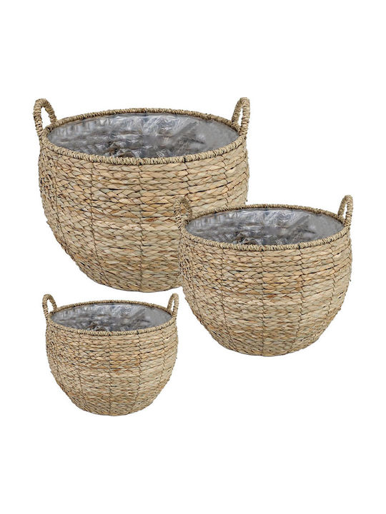Marhome Wicker Plant Pots Beige 3pcs Set