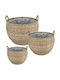 Marhome Wicker Plant Pots Beige 3pcs Set