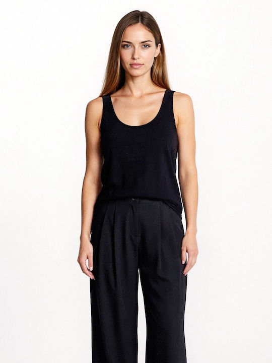Women's Blouse Cotton Sleeveless Black