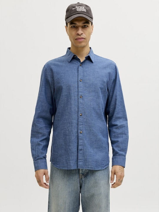 Langärmlig Leinen Hemd Navy Blazer