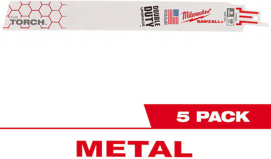 Milwaukee 48475788 Metal Reciprocating Saw Blades 230mm 18tpi 5 Pieces
