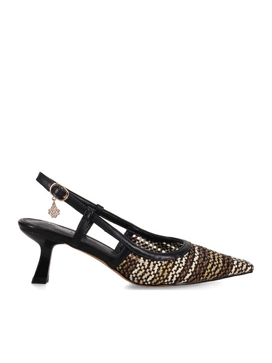 Pointed Toe Black Heels with Strap