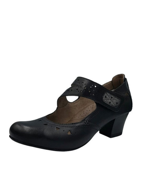Anatomic Leather Black Heels with Strap