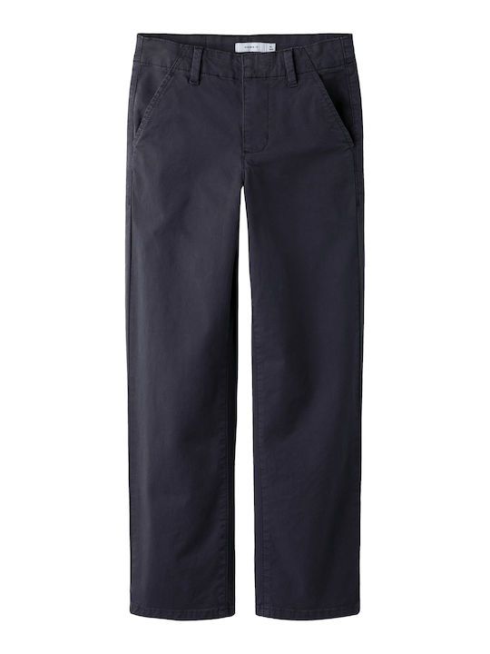 Kids' Chino Fabric Pants Navy Blue