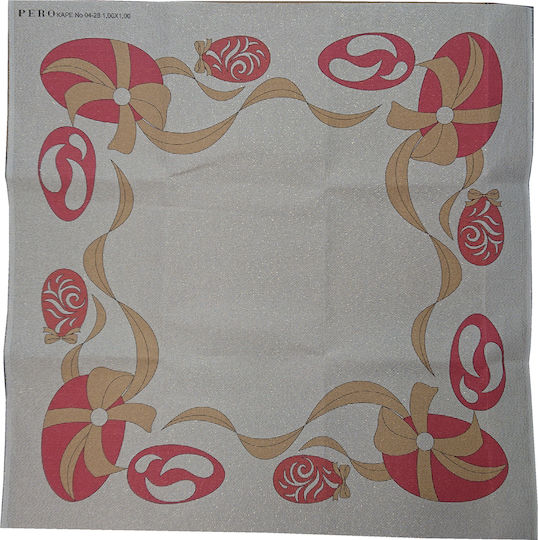 Osterdeko Tischläufer Stempelt 100x100cm Etemin Knossos Sonnenstrahl Beige Gold Pero 04-28