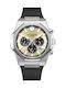 Dual Time Мъжки Часовник 43.6mm На Батерия С Черна Каучукова Каишка