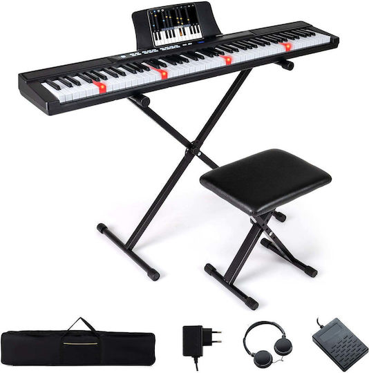 Costway Ηλεκτρικό Stage Πιάνο MU10140DE-DK Set με 88 Δυναμικά Πλήκτρα Ενσωματωμένα Ηχεία και Σύνδεση με Ακουστικά