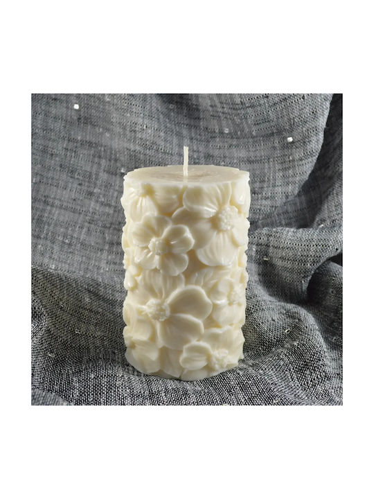 Lumânare Stâlp 3D Margarete Caramel Unt