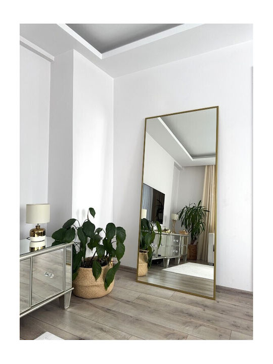 SteweHome Oglindă De Podea Cu Cadru Metalic Aurit 180x80cm
