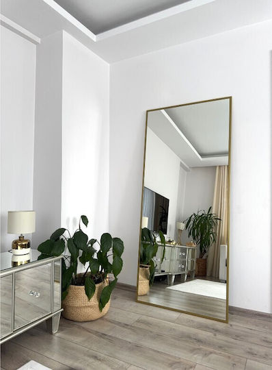 SteweHome Καθρέπτης με Χρυσό Μεταλλικό Πλαίσιο 180x80cm
