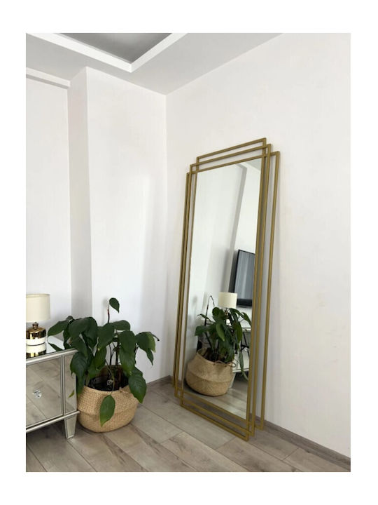 SteweHome Oglindă De Podea Cu Cadru Metalic Aurit 180x80cm