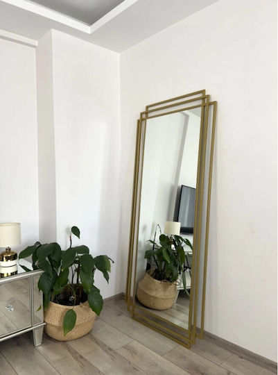 SteweHome Καθρέπτης με Χρυσό Μεταλλικό Πλαίσιο 180x80cm