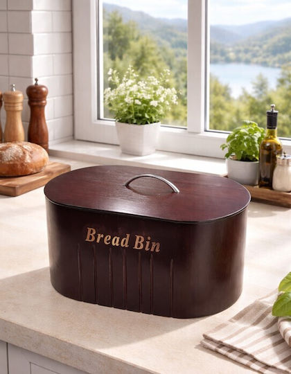 Galifas Brotkasten mit Deckel Hölzernes Braun 35x25.5x18cm