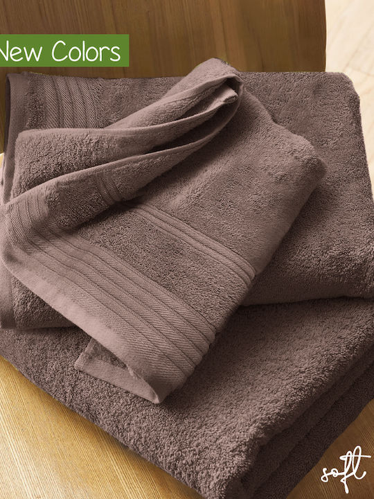 Cosy Life Bath Towels Set 3 pcs Soft Line Brown...