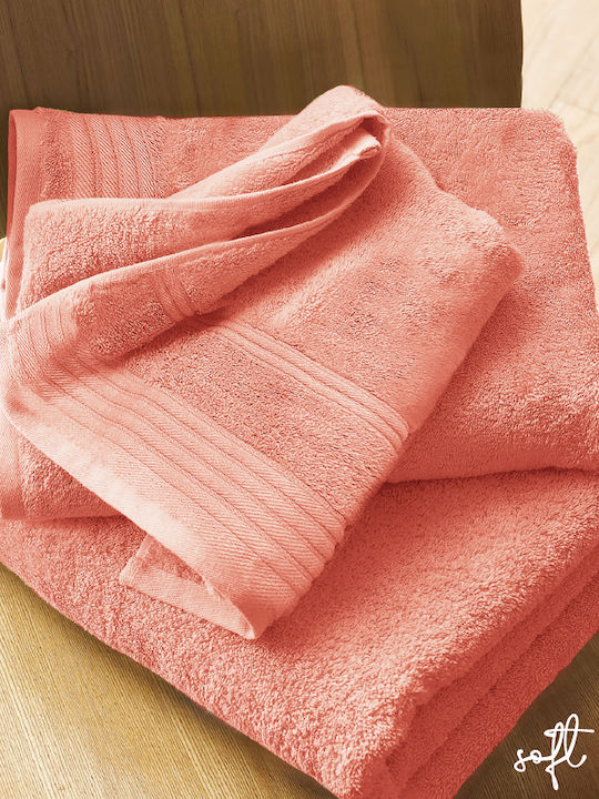 Cosy Life Bath Towels Set 3 pcs Soft Line Salmo...