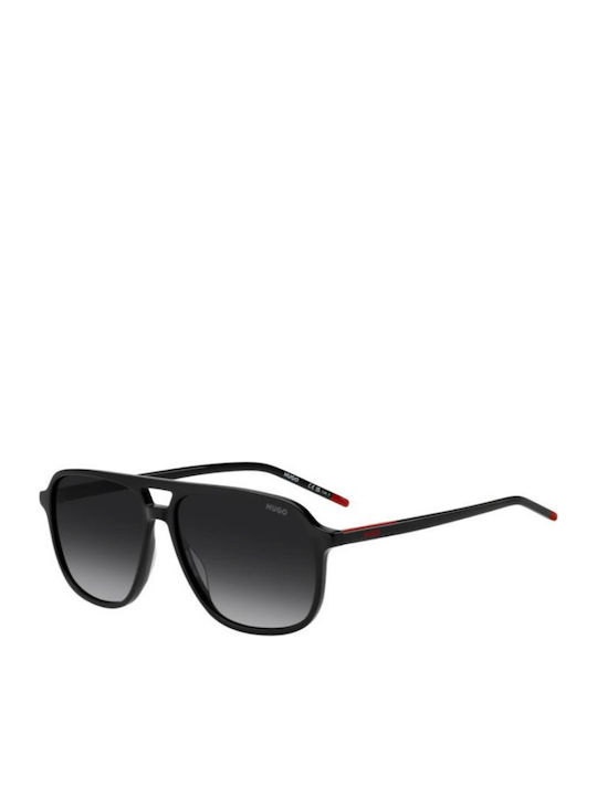 Boss Unisex Sunglasses with Black Horn-Rimmed Frame and Black Lens HG 1398/S 807/9O