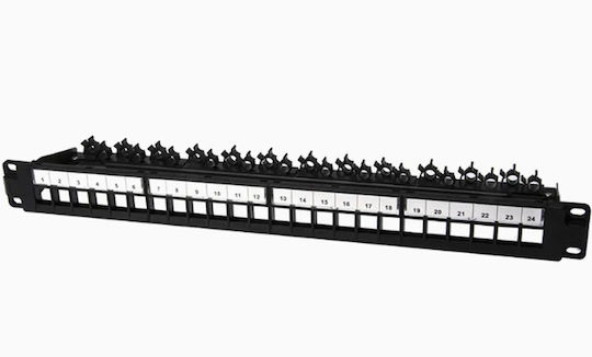 Keystone Patch Panel 19" 24 X RJ45 Category 5e 6 Or 6a Black 06412 OEM