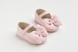 Ever Kid Pink Baptism Leather Soft Sole Pumps