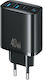 Usams Charger Without Cable with 2 USB-A Ports and 2 USB-C Ports 40W Power Delivery Blacks (T70)